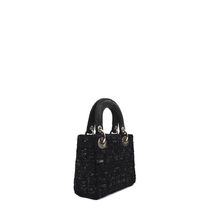 Christian Dior Top Handle Lady Dior - Mini in Black, Alligator Leather — Side View
