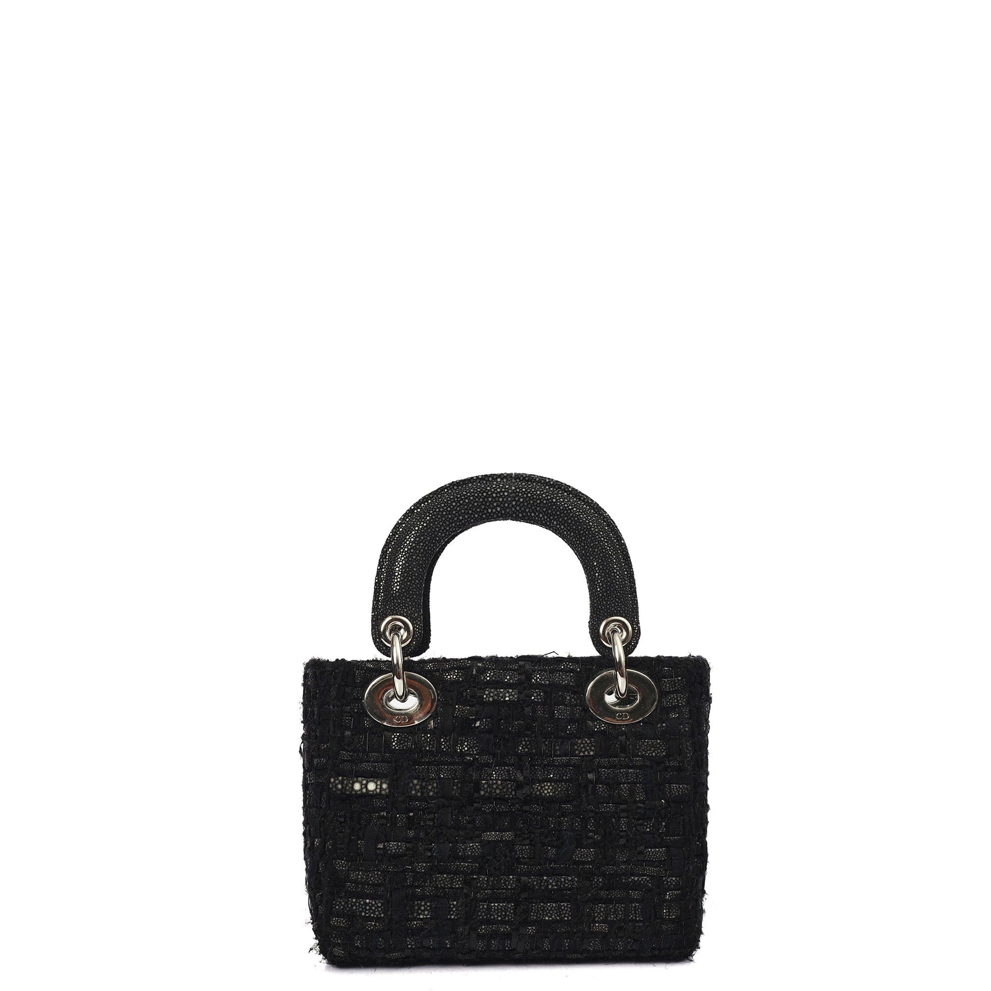 Christian Dior Top Handle Lady Dior - Mini in Black, Alligator Leather — Back View