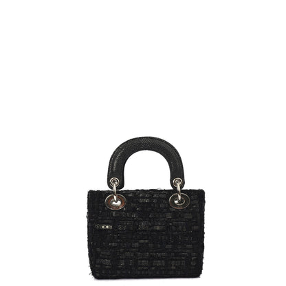 Christian Dior Top Handle Lady Dior - Mini in Black, Alligator Leather — Back View