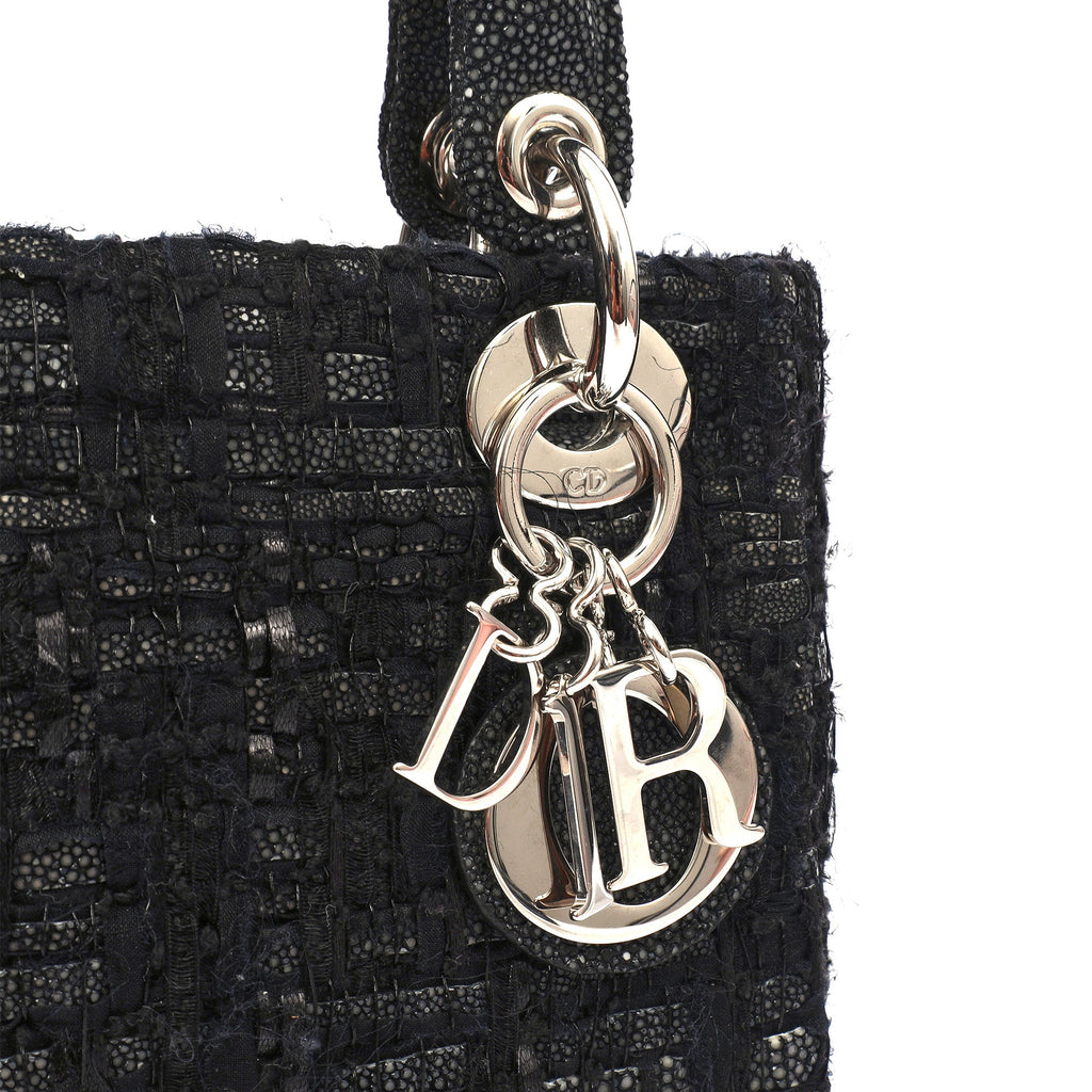Christian Dior Top Handle Lady Dior - Mini in Black, Alligator Leather — Lifestyle View