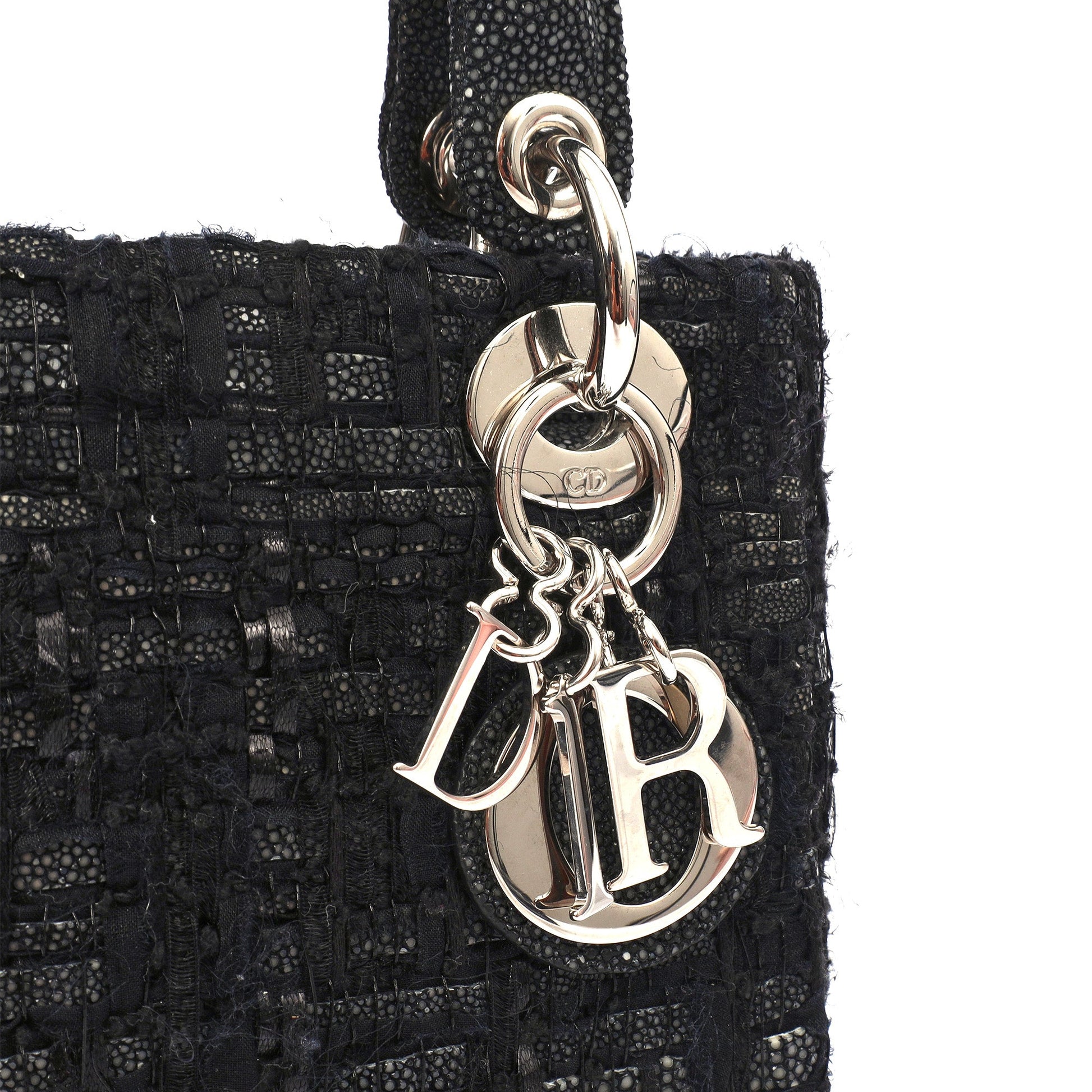 Christian Dior Top Handle Lady Dior - Mini in Black, Alligator Leather — Lifestyle View