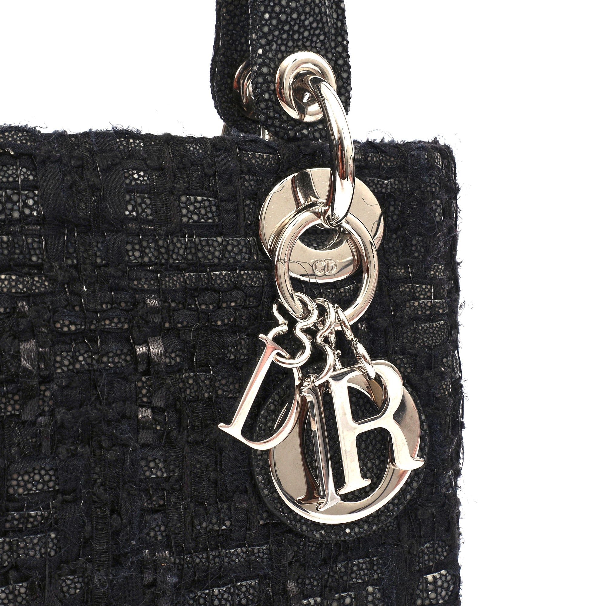 Christian Dior Top Handle Lady Dior - Mini in Black, Alligator Leather — Lifestyle View