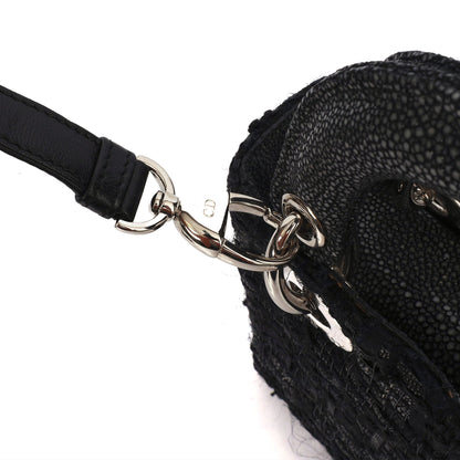 Christian Dior Top Handle Lady Dior - Mini in Black, Alligator Leather — Detail View