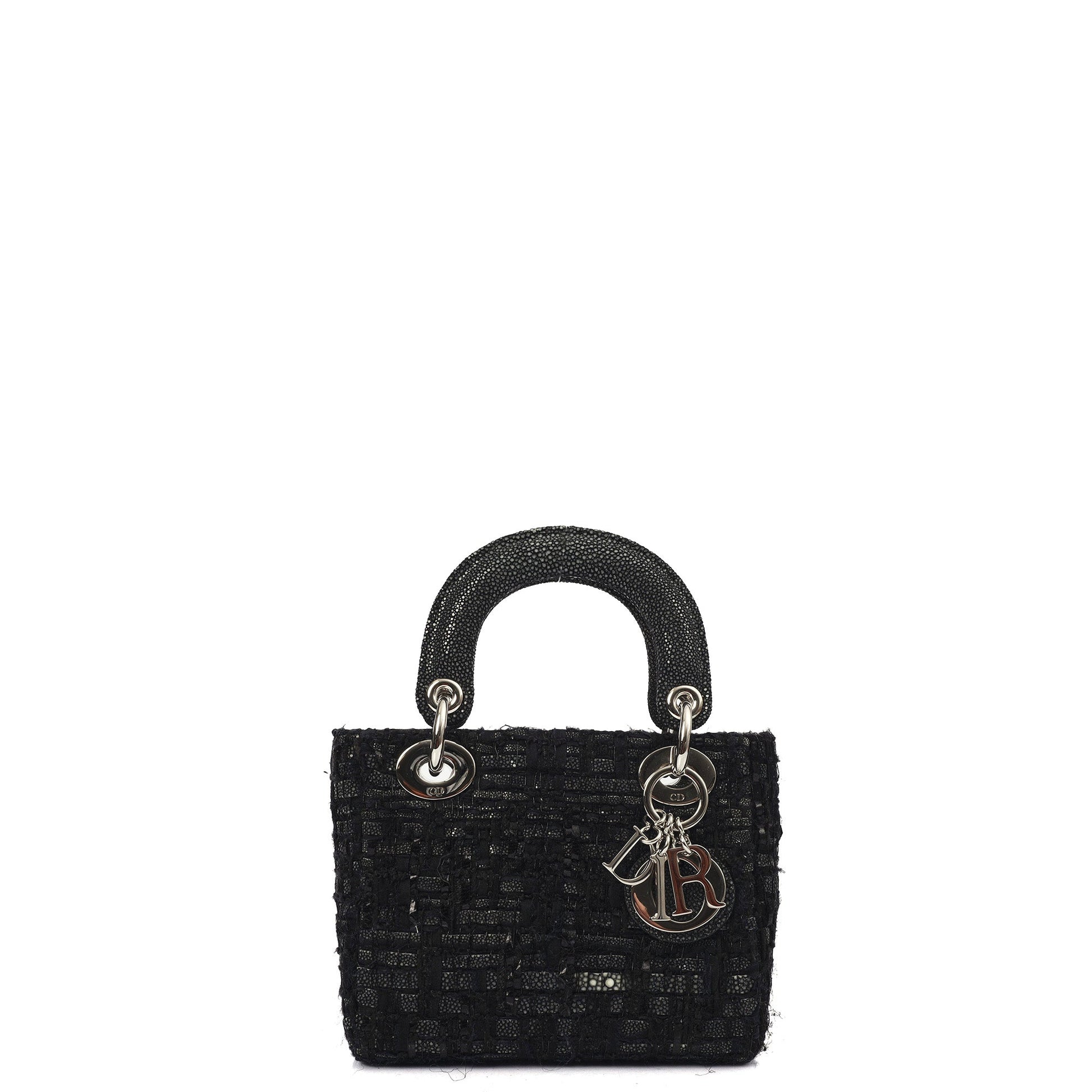Christian Dior Top Handle Lady Dior - Mini in Black, Alligator Leather — Front View