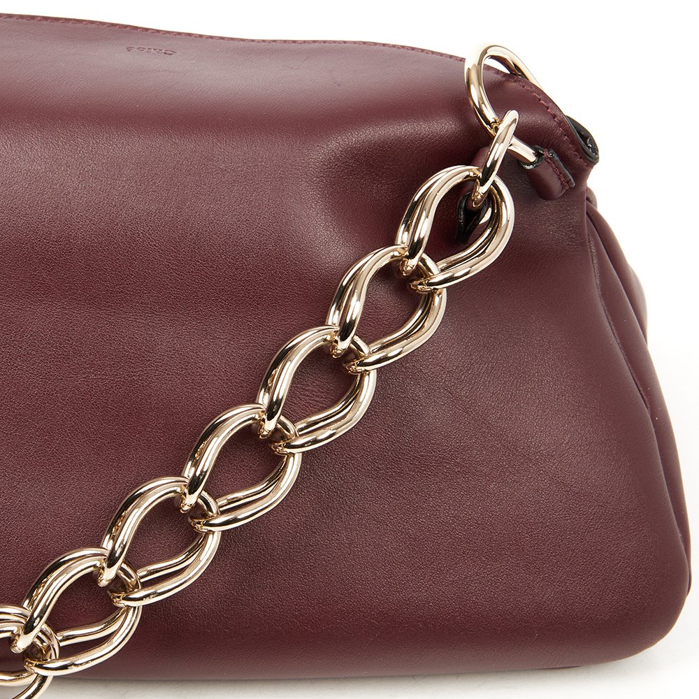 Chloe Shoulder Bag Juana Chain Bag in Plum Purple, Calfskin Leather — Lifestyle View