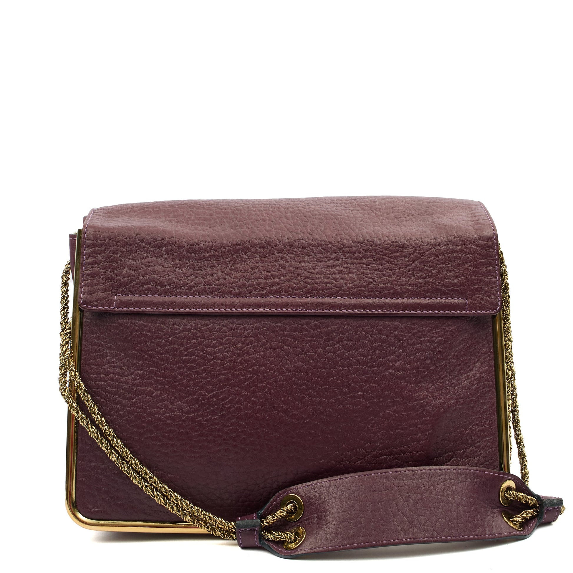 Chloe Shoulder Bag Sally - Medium in Plum Purple, Calfskin Leather — Back View