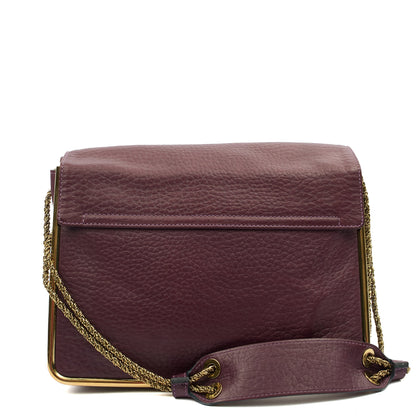 Chloe Shoulder Bag Sally - Medium in Plum Purple, Calfskin Leather — Back View