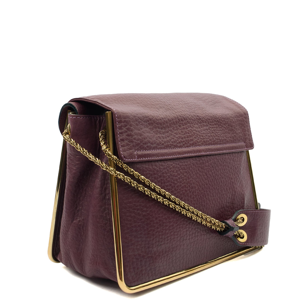 Chloe Shoulder Bag Sally - Medium in Plum Purple, Calfskin Leather — Side View