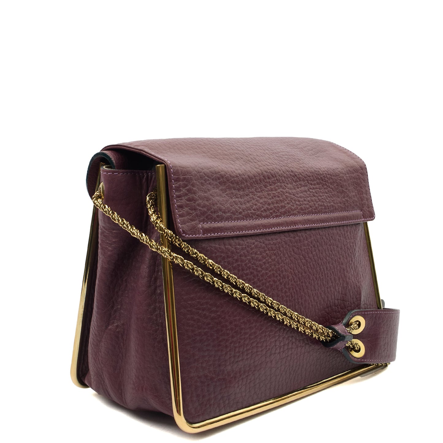 Chloe Shoulder Bag Sally - Medium in Plum Purple, Calfskin Leather — Side View