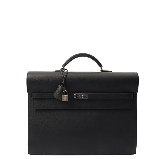 Hermes Tote Sac A Depeche in Black, Epsom Leather — Front View