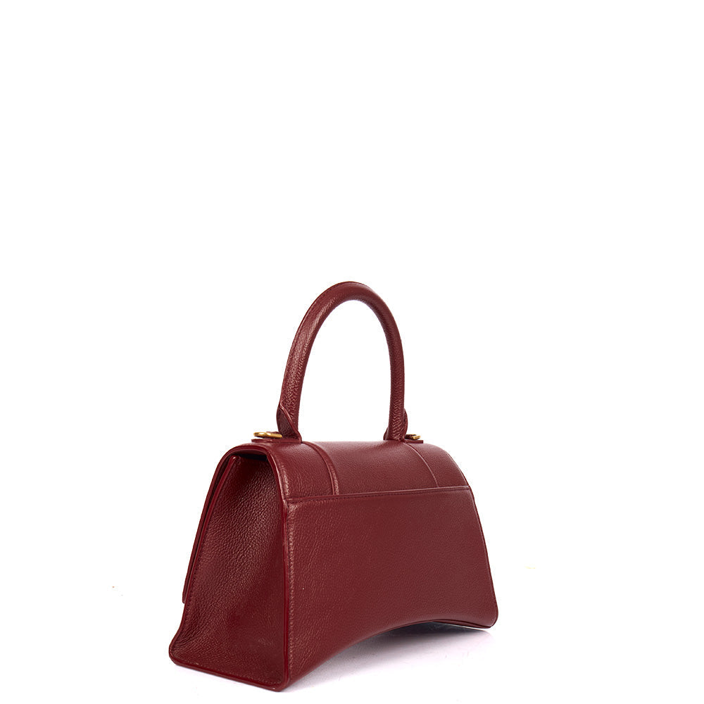 Balenciaga Top Handle Hourglass Top Handle Small in Red, Veau (Calfskin) — Side View