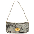 Miu Miu Shoulder Bag Clutch in Metallic, Canvas — Front View
