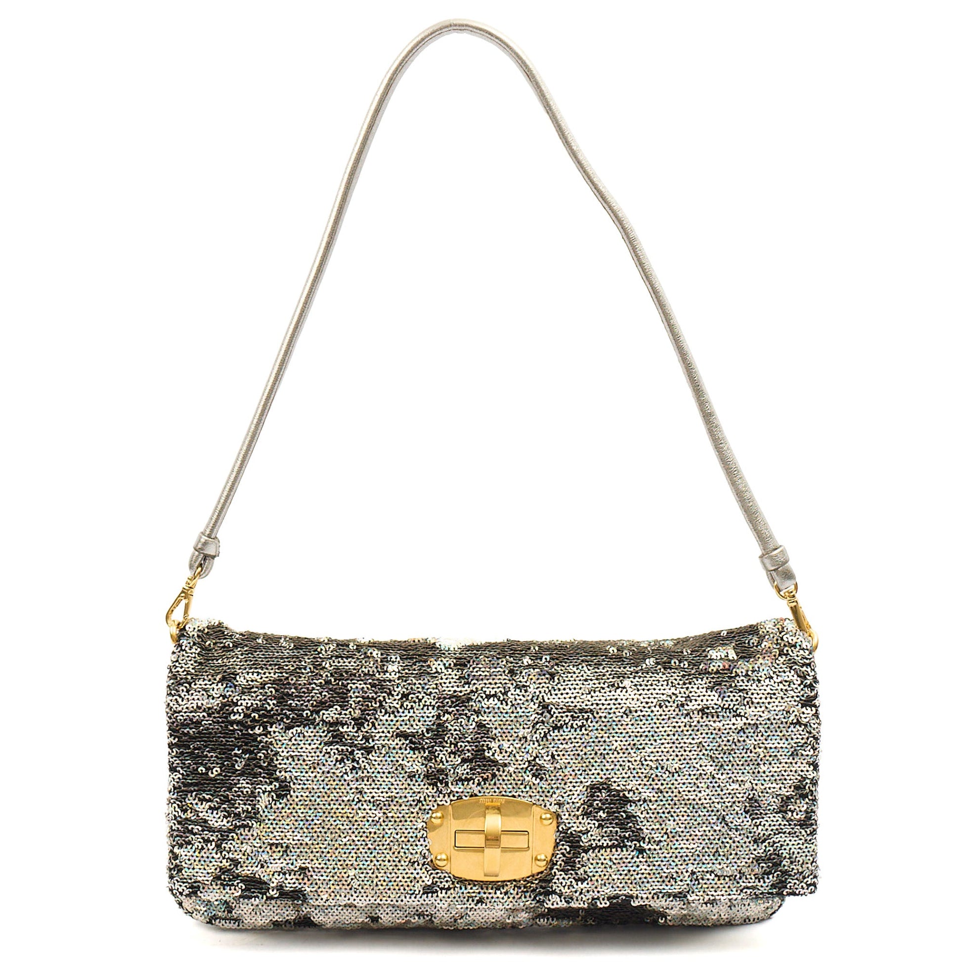 Miu Miu Shoulder Bag Clutch in Metallic, Canvas — Alternate View 7