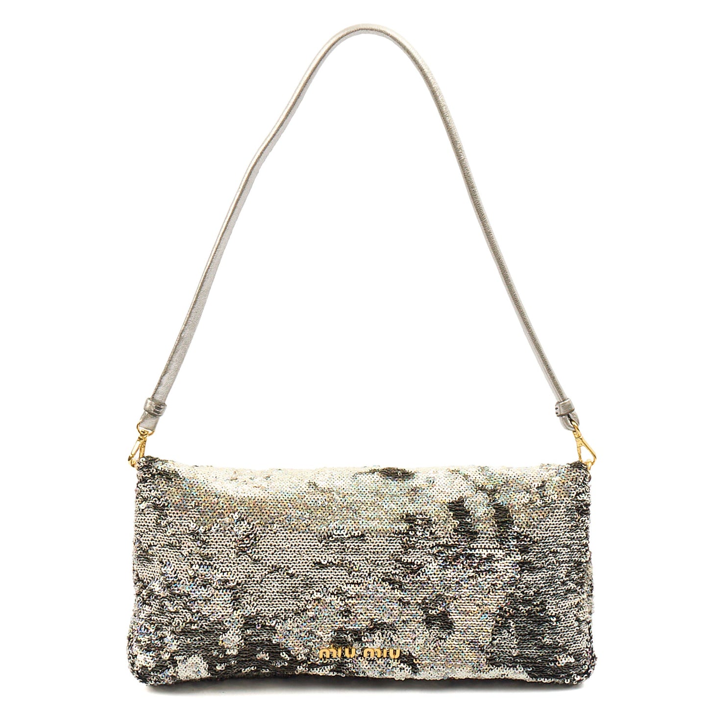 Miu Miu Shoulder Bag Clutch in Metallic, Canvas — Back View