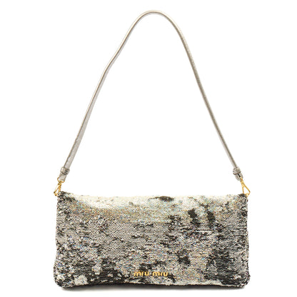 Miu Miu Shoulder Bag Clutch in Metallic, Canvas — Back View
