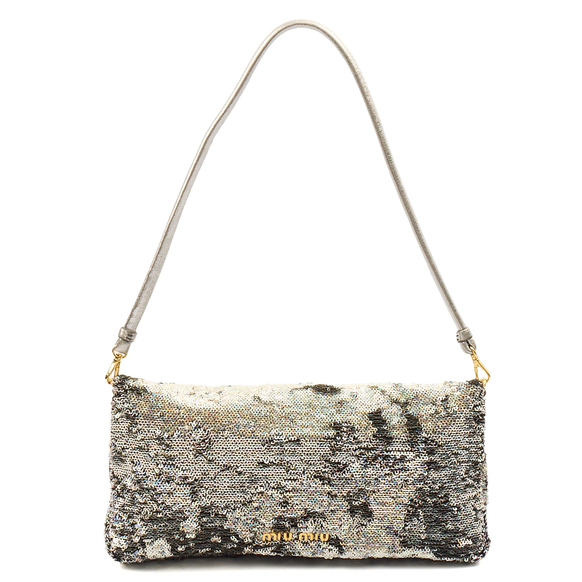 Miu Miu Shoulder Bag Clutch in Metallic, Canvas — Alternate View 9