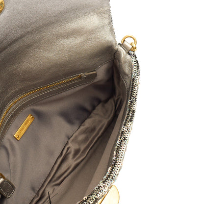 Miu Miu Shoulder Bag Clutch in Metallic, Canvas — Detail View