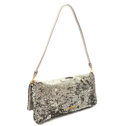 Miu Miu Shoulder Bag Clutch in Metallic, Canvas — Side View
