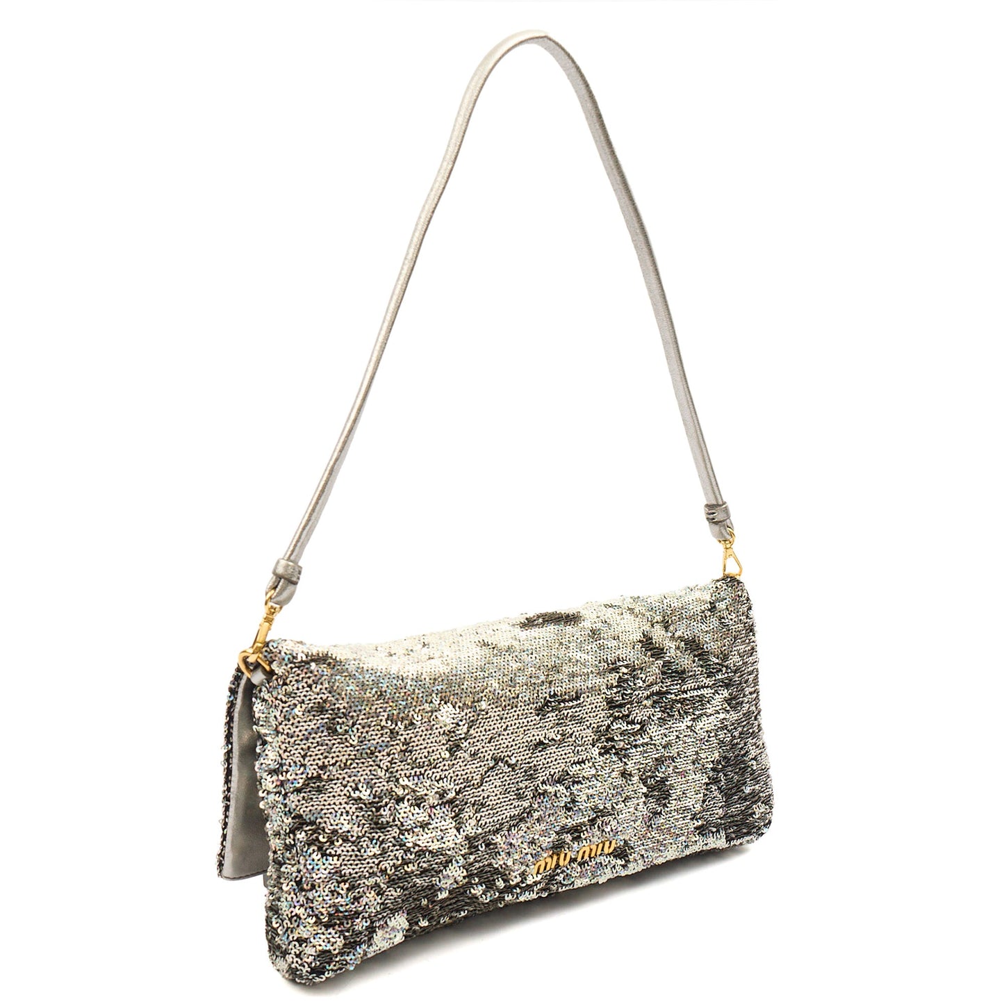 Miu Miu Shoulder Bag Clutch in Metallic, Canvas — Alternate View 8