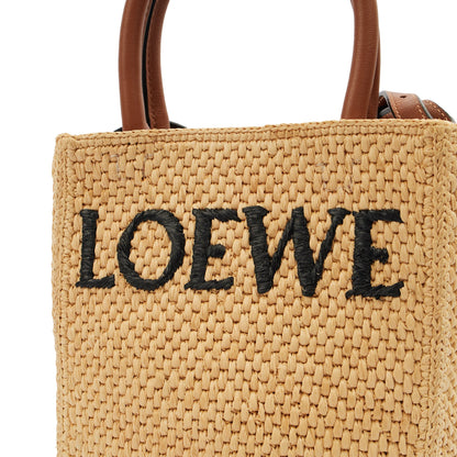 Loewe Cross Body Raffia Tote - Small in Brown, Leather — Lifestyle View