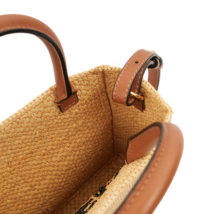 Loewe Cross Body Raffia Tote - Small in Brown, Leather — Alternate View 17