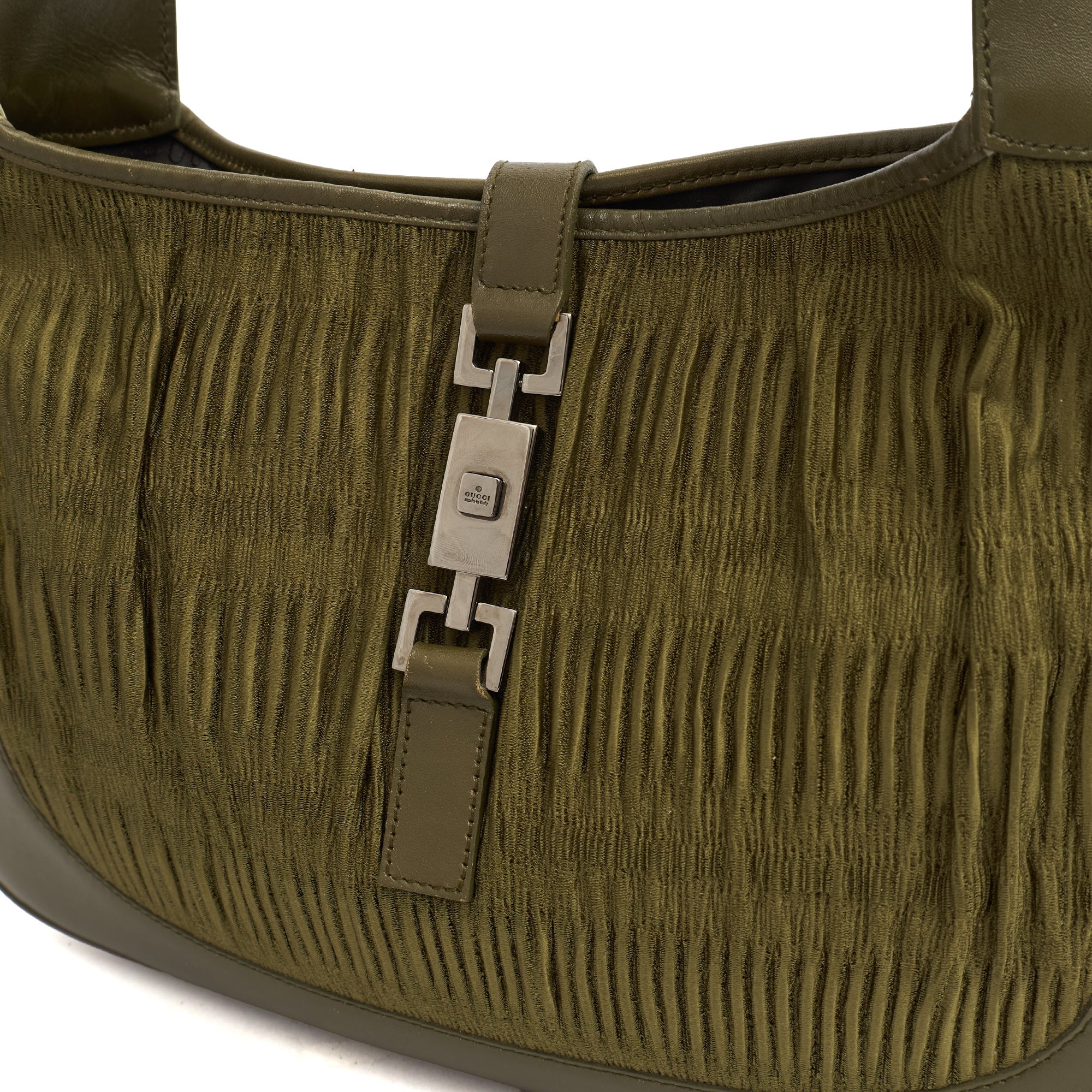 Gucci Shoulder Bag Jackie in Green, Fabric — Side View