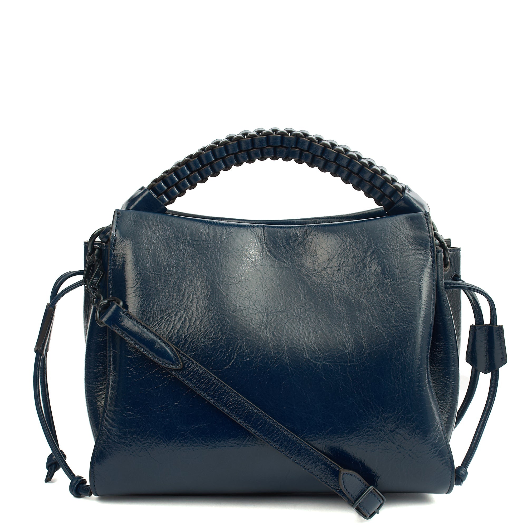 Mulberry Cross Body Iris - Small in Navy, Crinkle Patent — Back View
