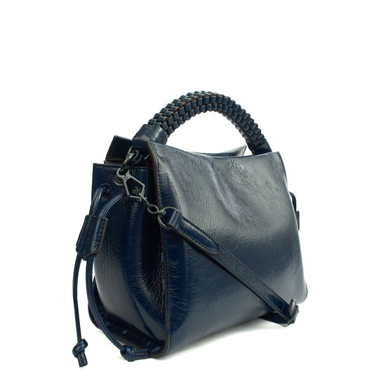Mulberry Cross Body Iris - Small in Navy, Crinkle Patent — Side View