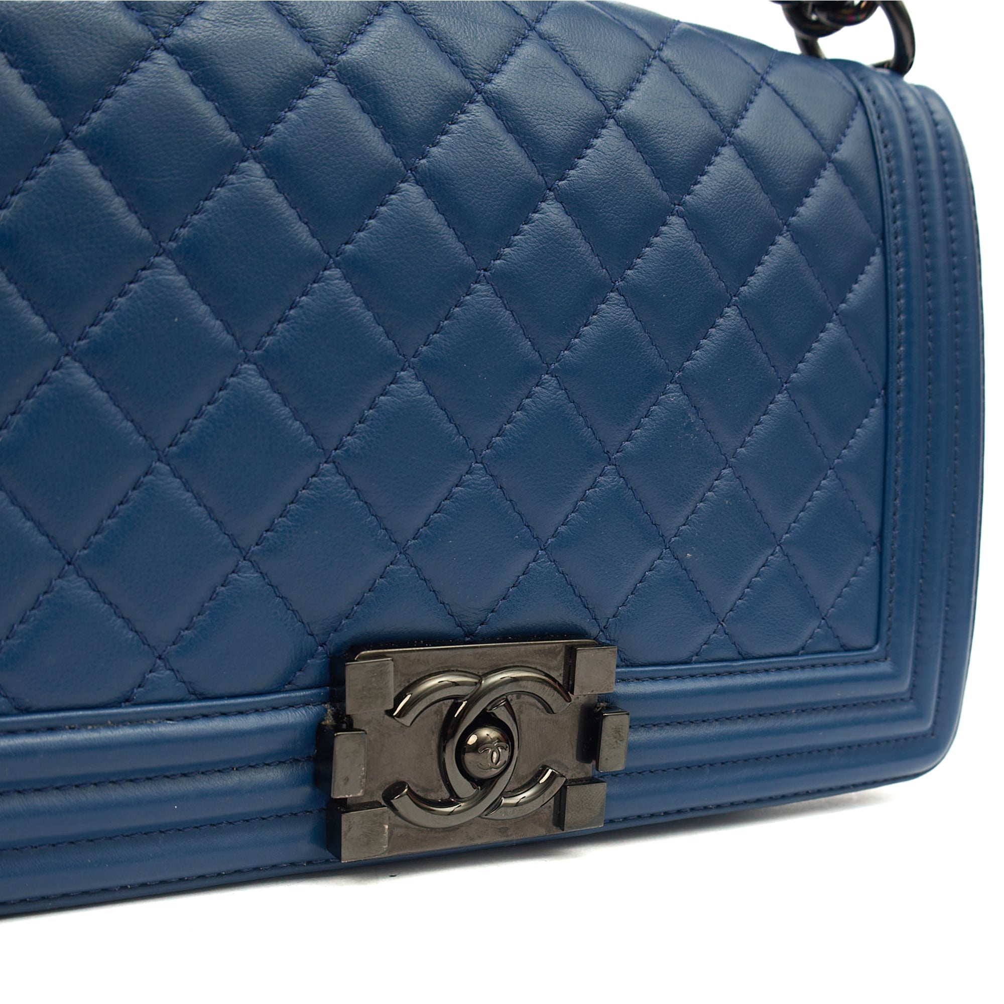 Chanel Shoulder Bag Boy - Medium in Blue, Leather — Alternate View 16