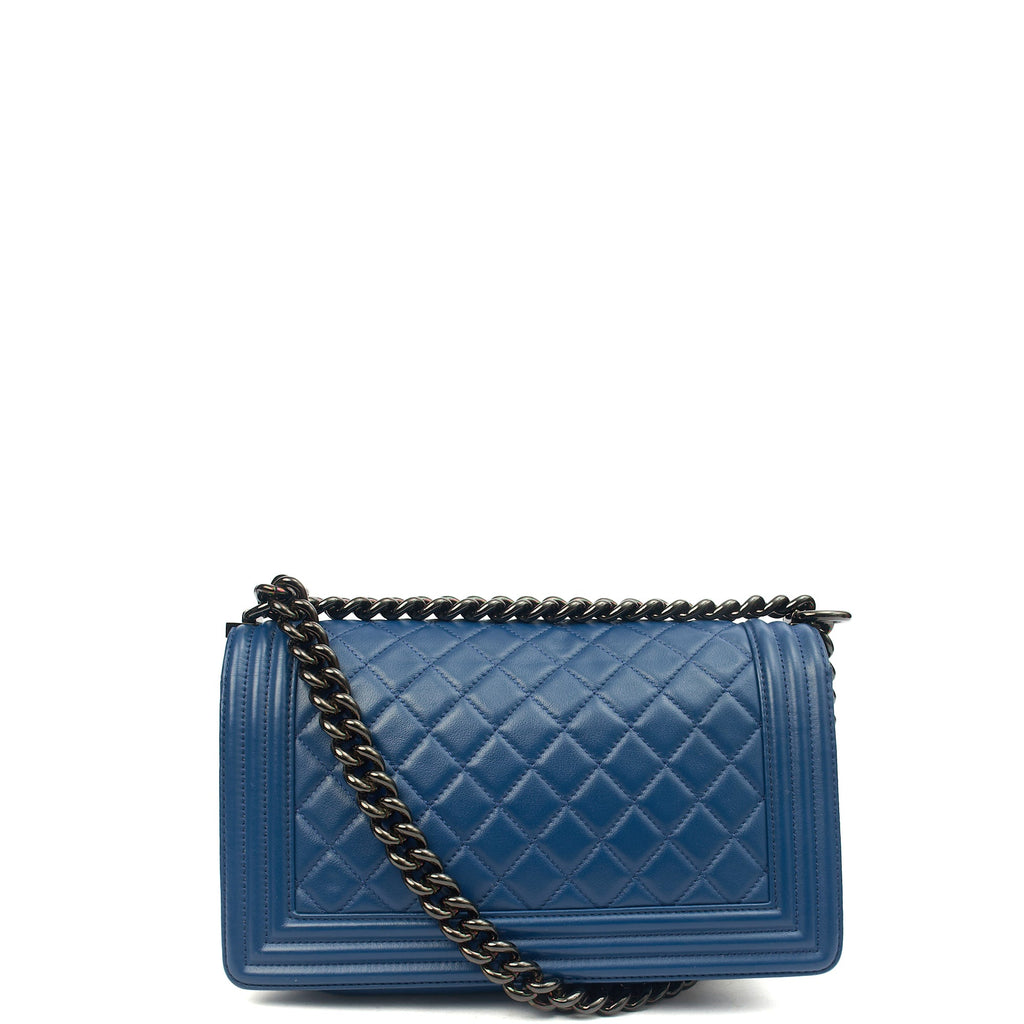 Chanel Shoulder Bag Boy - Medium in Blue, Leather — Alternate View 23