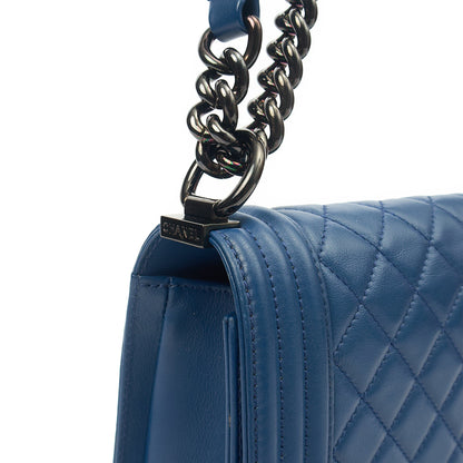 Chanel Shoulder Bag Boy - Medium in Blue, Leather — Alternate View 28