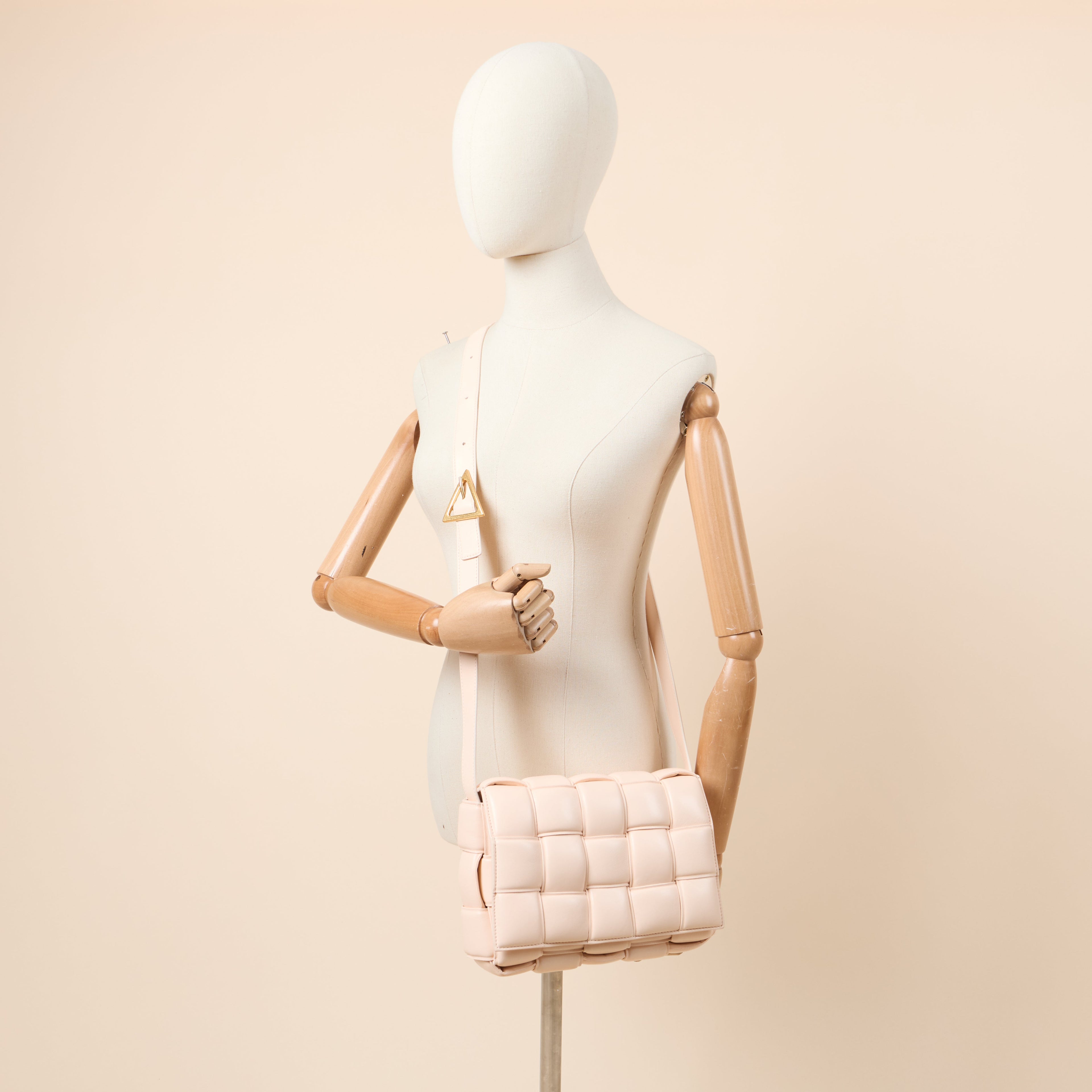 Bottega Veneta Cross Body Padded Cassette in Porridge, Leather — Side View