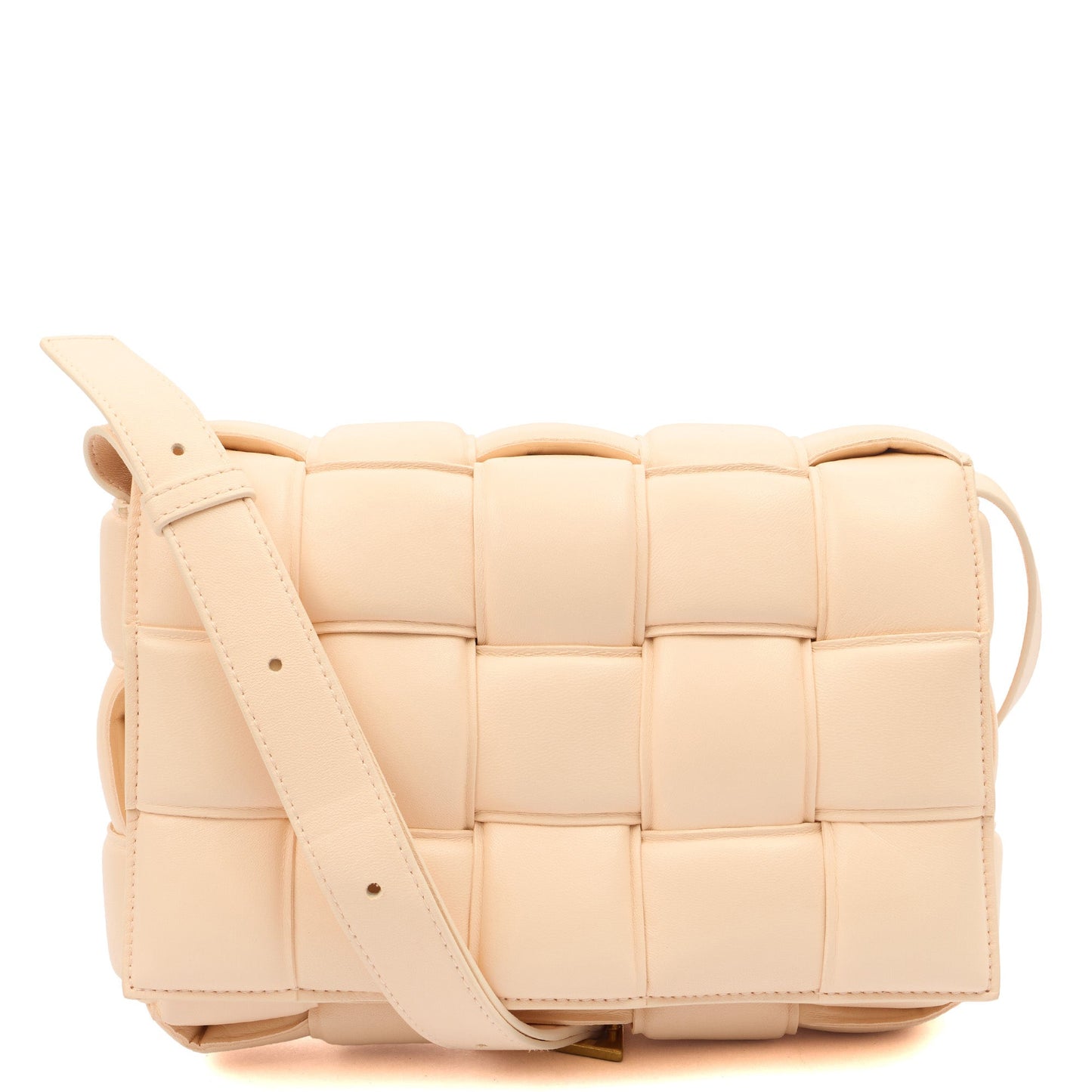 Bottega Veneta Cross Body Padded Cassette in Porridge, Leather — Front View