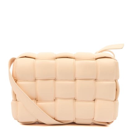 Bottega Veneta Cross Body Padded Cassette in Porridge, Leather — Top View