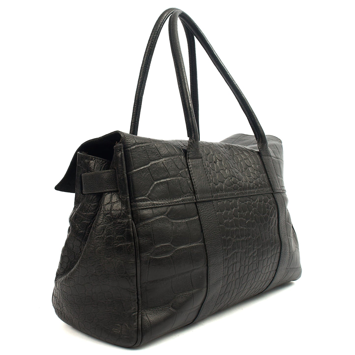 Mulberry Tote Bayswater Heritage in Black, Exotic Effect Leather — Back View
