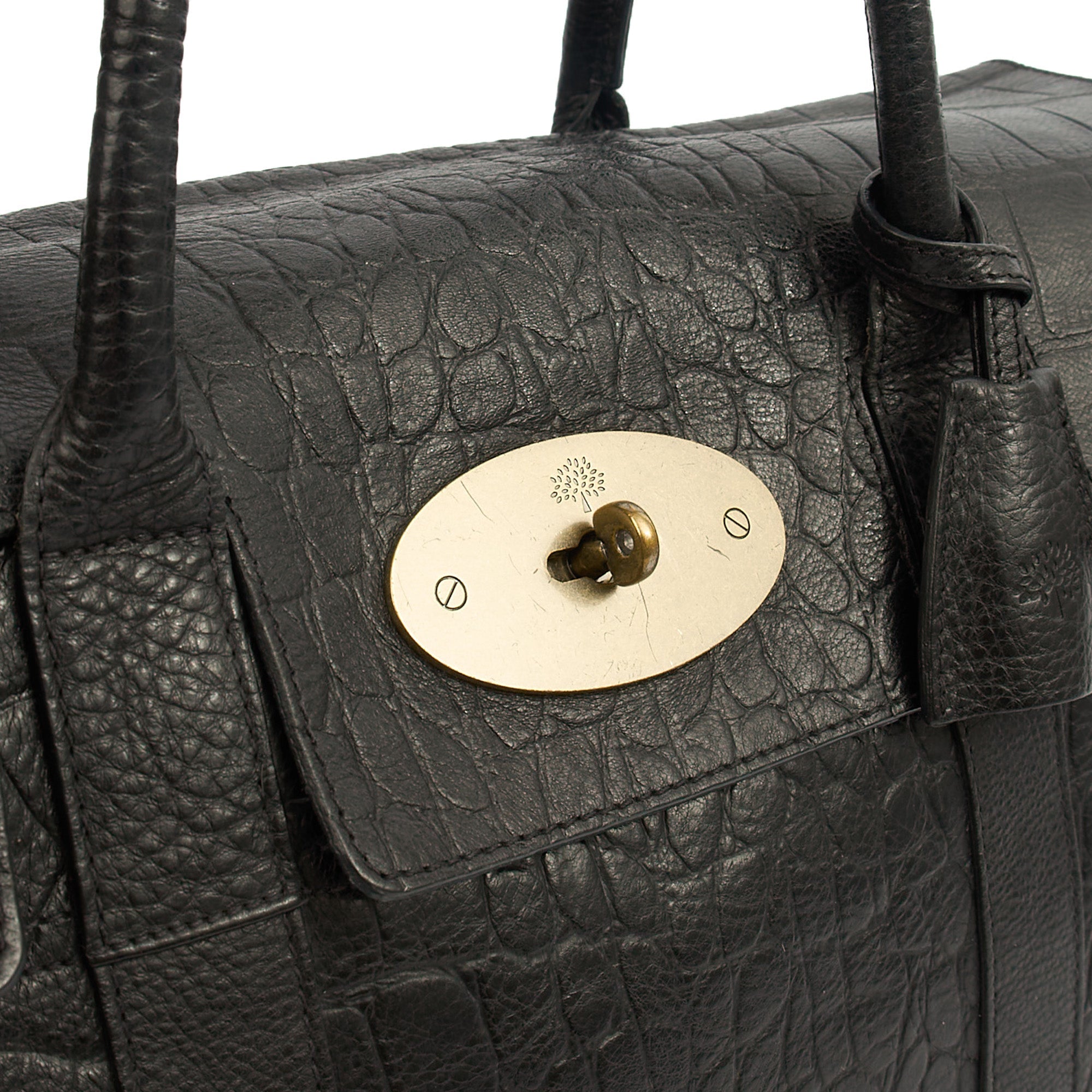 Mulberry Tote Bayswater Heritage in Black, Exotic Effect Leather — Side View