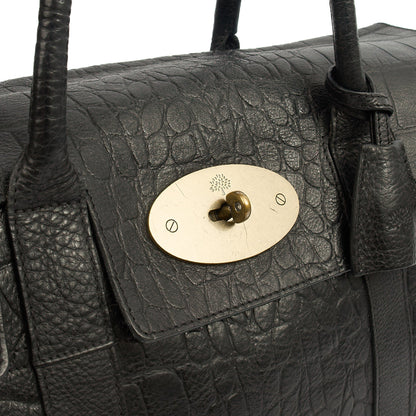 Mulberry Tote Bayswater Heritage in Black, Exotic Effect Leather — Side View