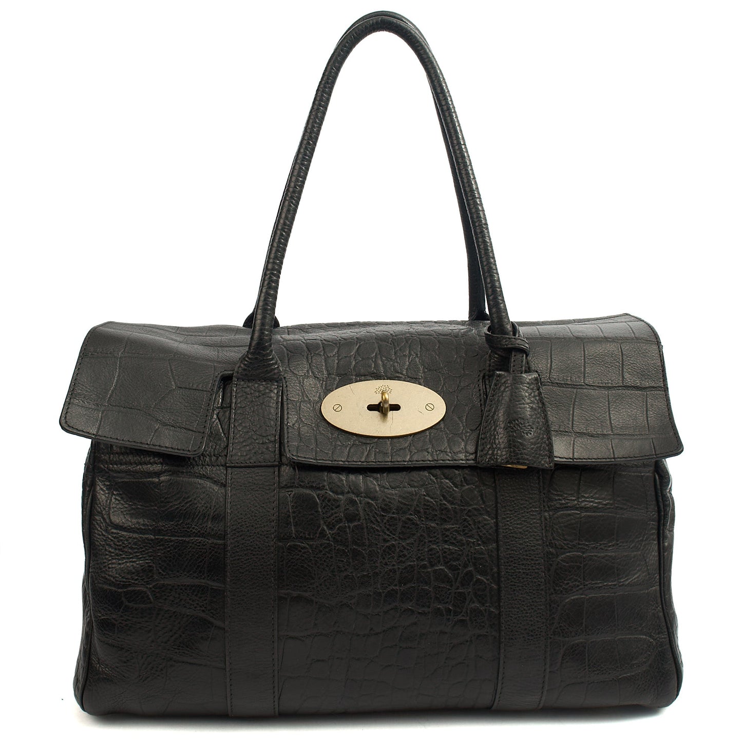 Mulberry Tote Bayswater Heritage in Black, Exotic Effect Leather — Front View