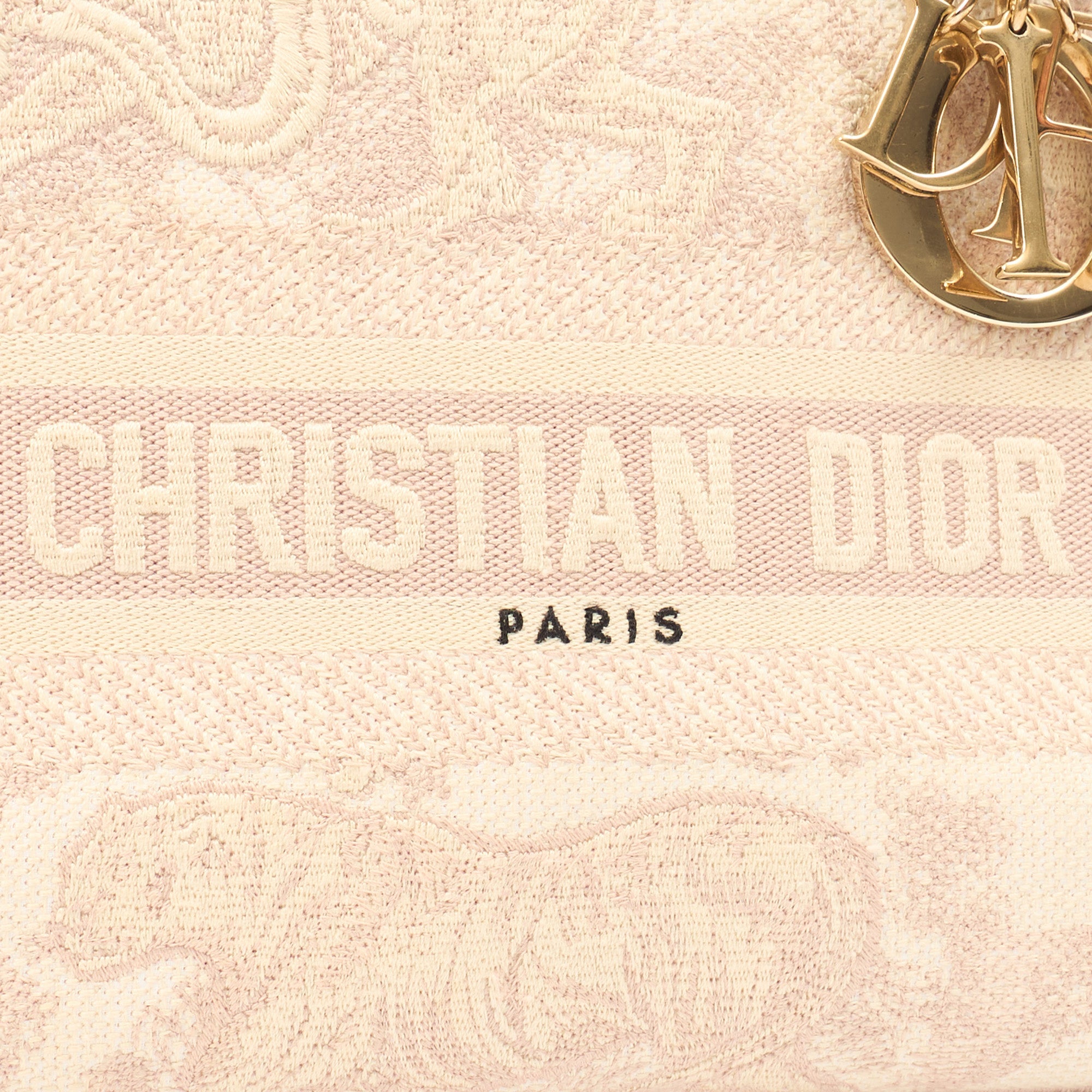 Christian Dior Tote Lady D-lite - Medium in Powder Pink, Dior Oblique Embroidery — Alternate View 7