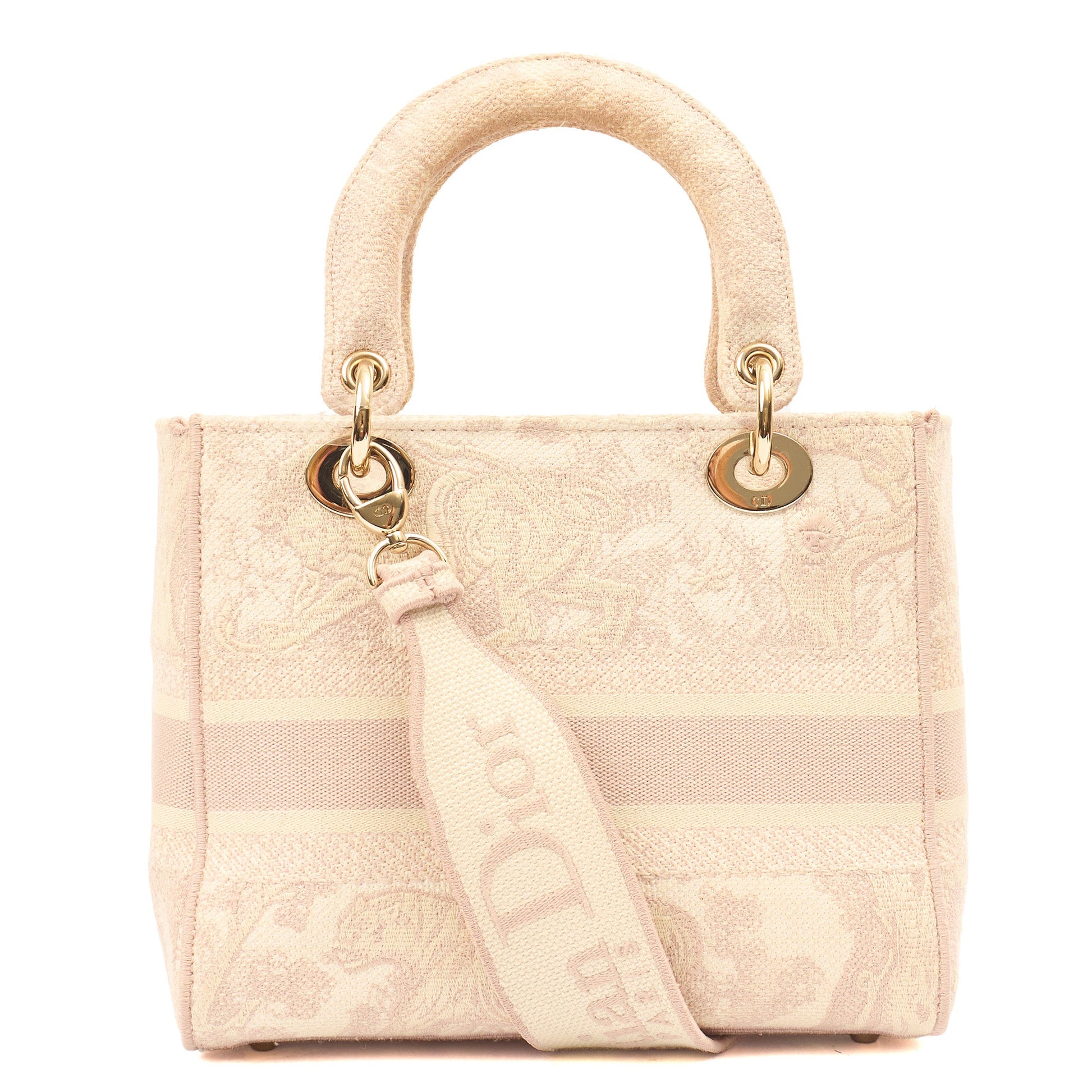 Christian Dior Tote Lady D-lite - Medium in Powder Pink, Dior Oblique Embroidery — Alternate View 13
