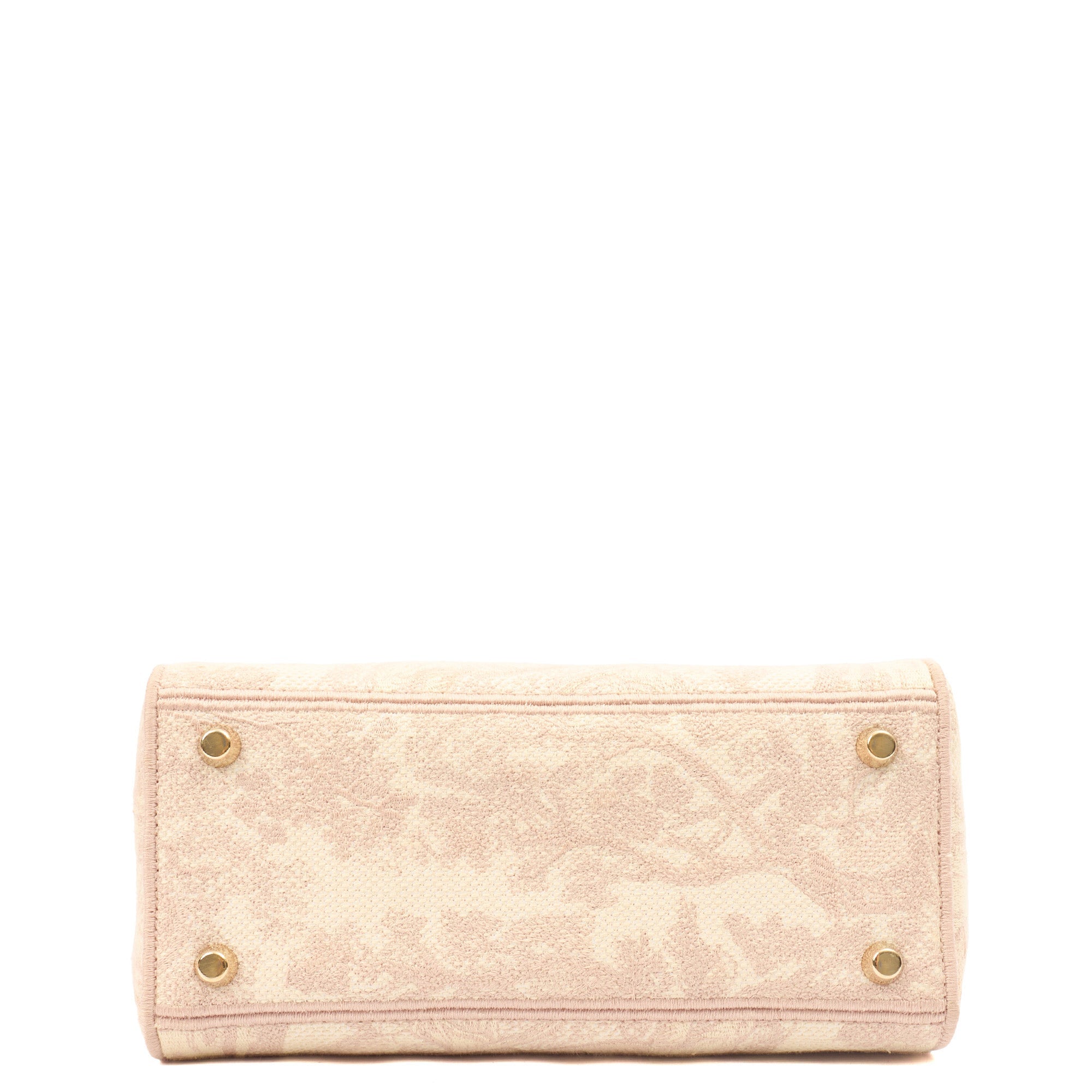 Christian Dior Tote Lady D-lite - Medium in Powder Pink, Dior Oblique Embroidery — Detail View