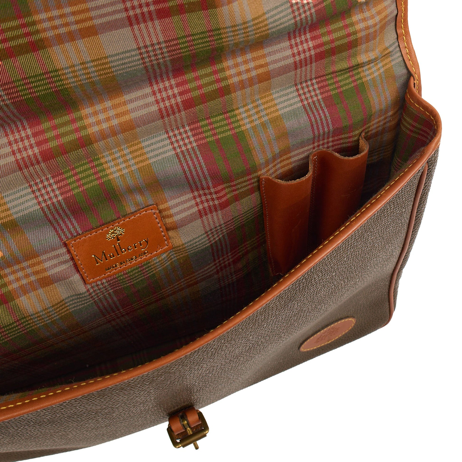 Mulberry Cross Body Briefcase in Green, Scotchgrain — Lifestyle View