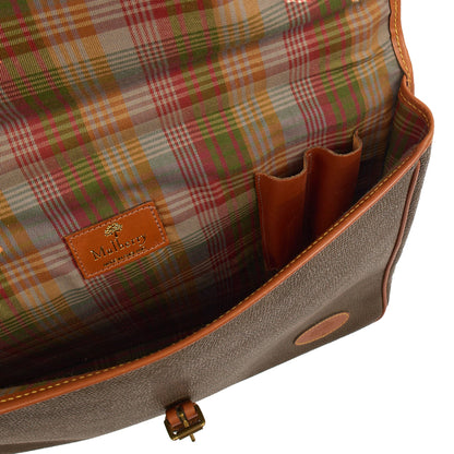 Mulberry Cross Body Briefcase in Green, Scotchgrain — Top View