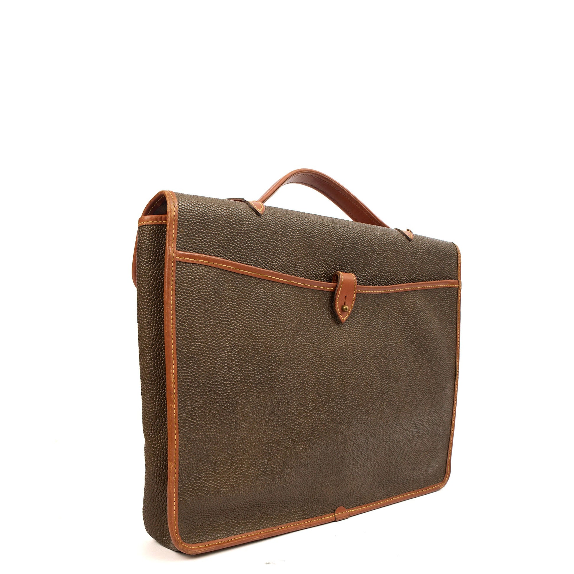 Mulberry Cross Body Briefcase in Green, Scotchgrain — Back View