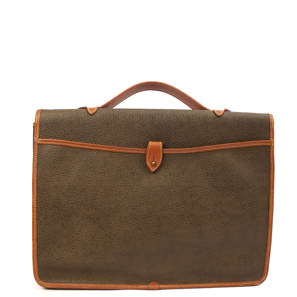 Mulberry Cross Body Briefcase in Green, Scotchgrain — Detail View