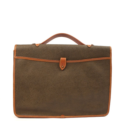 Mulberry Cross Body Briefcase in Green, Scotchgrain — Detail View