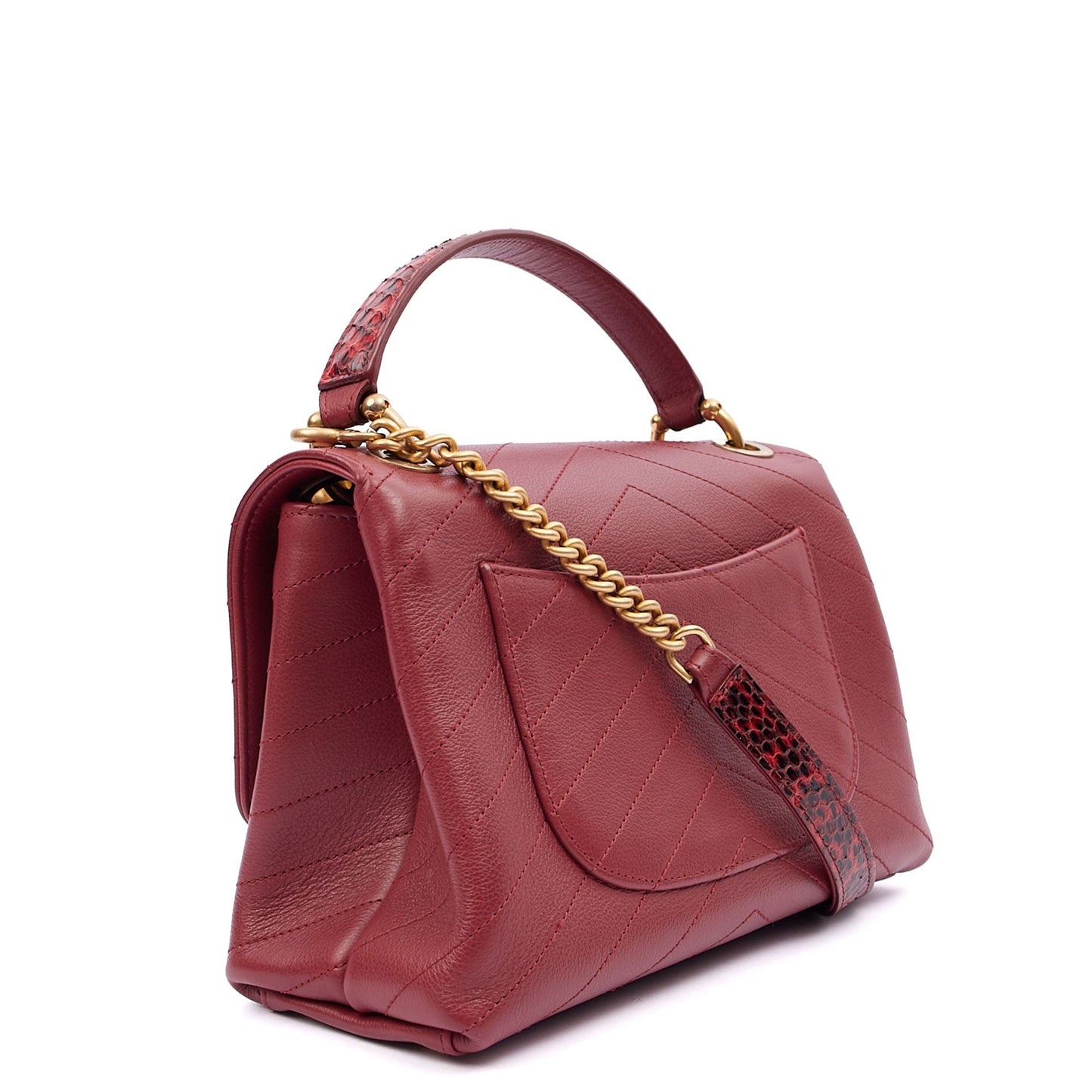 Chanel Top Handle Flap Bag With Top Handle in Red, Leather — Alternate View 14