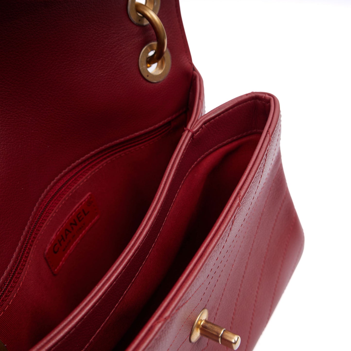 Chanel Top Handle Flap Bag With Top Handle in Red, Leather — Alternate View 23