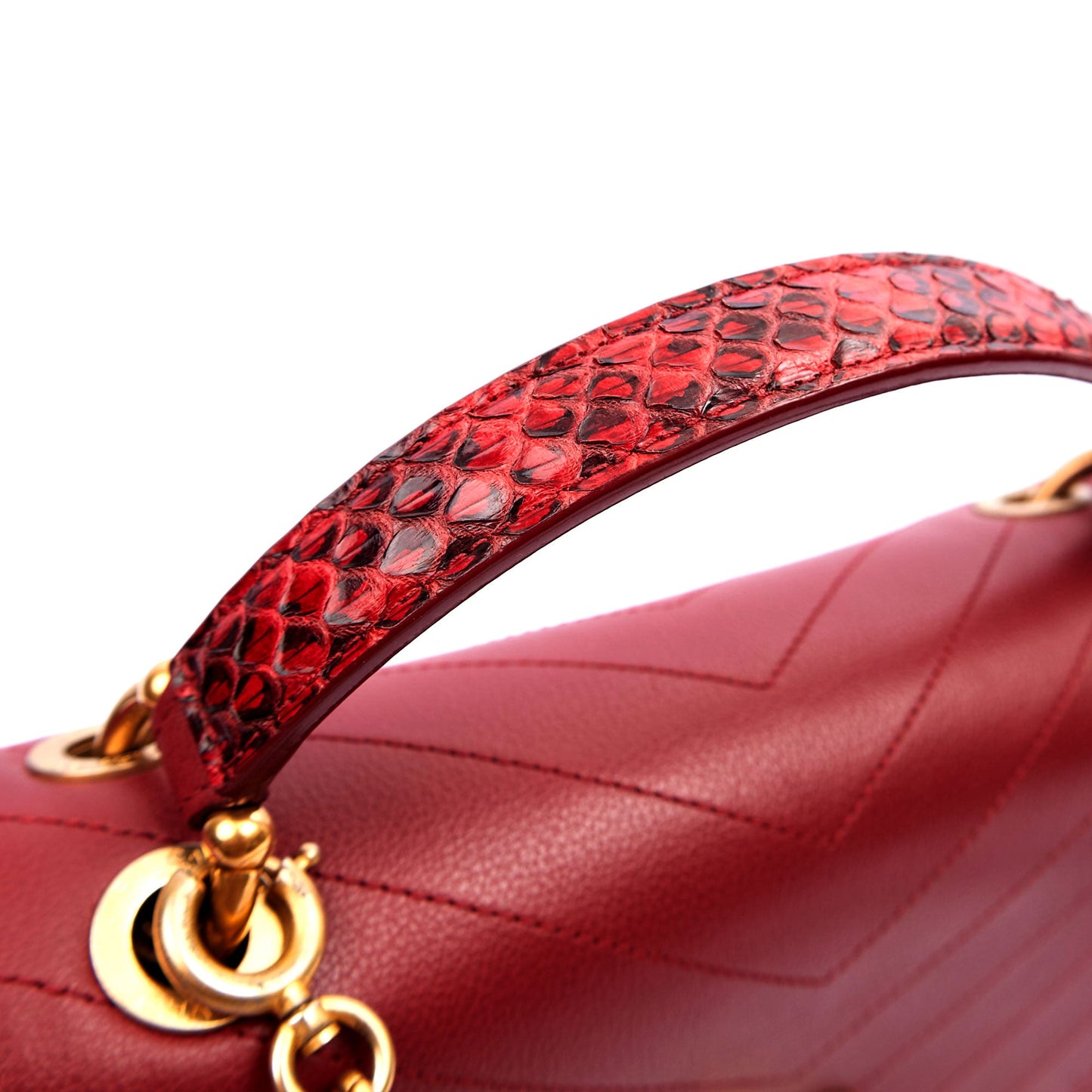Chanel Top Handle Flap Bag With Top Handle in Red, Leather — Alternate View 8
