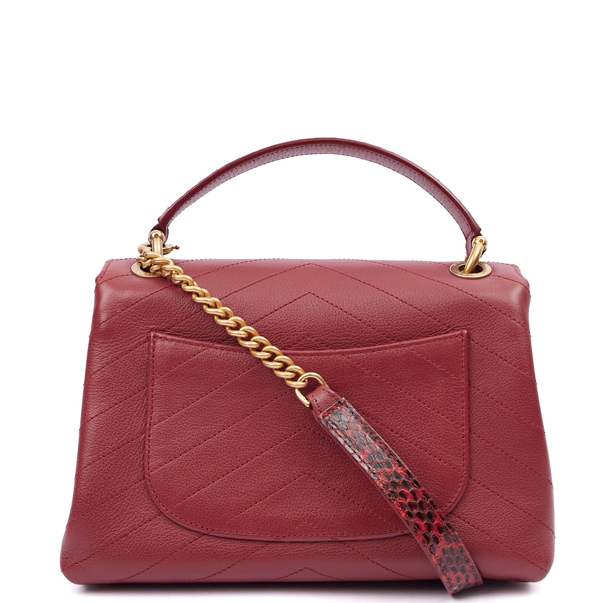 Chanel Top Handle Flap Bag With Top Handle in Red, Leather — Alternate View 15